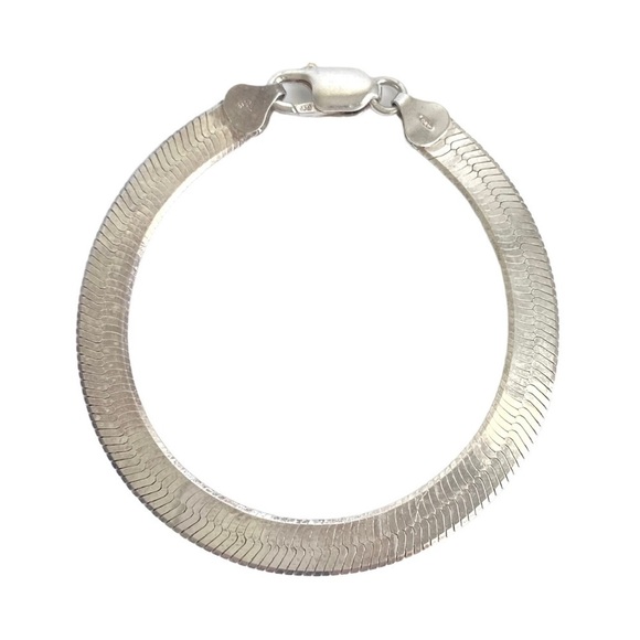 Vintage MILOR Sterling Silver Herringbone Chain Bracelet Wide 90s Y2K 925 7.5” - Picture 1 of 9